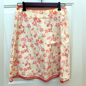 Ann Taylor Coral & Cream Floral Skirt